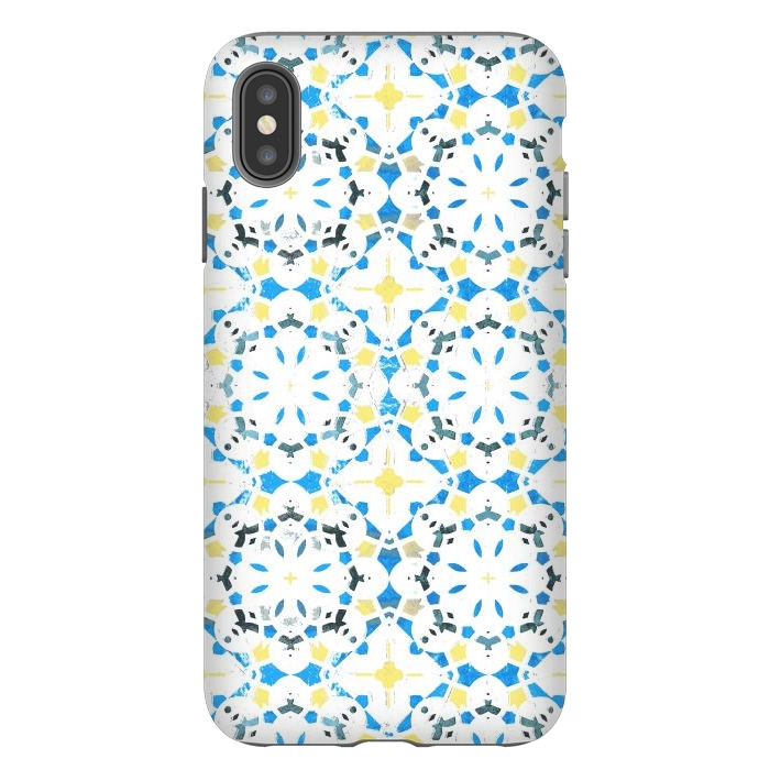 iPhone Xs Max StrongFit Vibrant blue yellow Moroccan tiles by Oana 