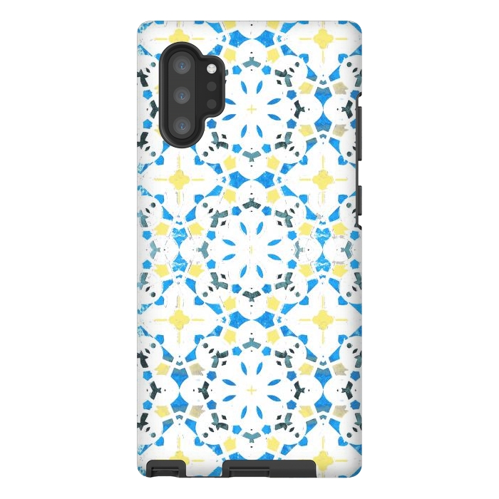Galaxy Note 10 plus StrongFit Vibrant blue yellow Moroccan tiles by Oana 