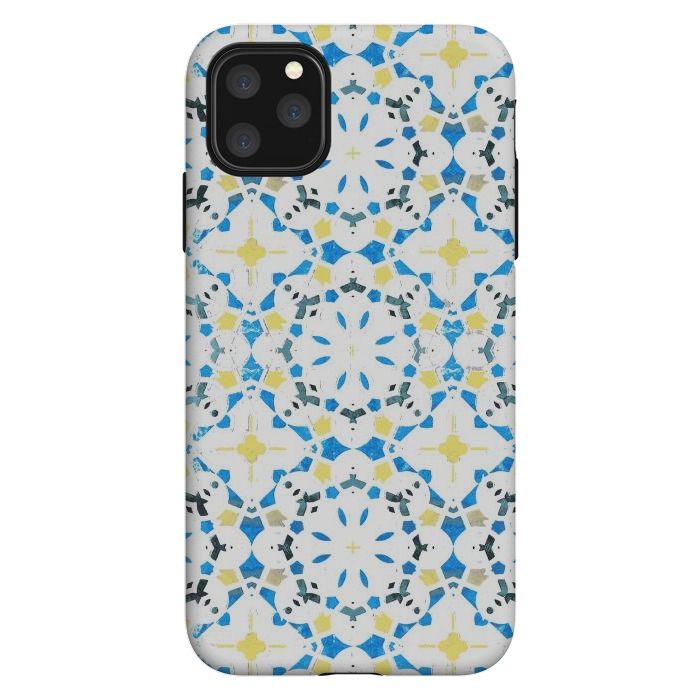 iPhone 11 Pro Max StrongFit Vibrant blue yellow Moroccan tiles by Oana 