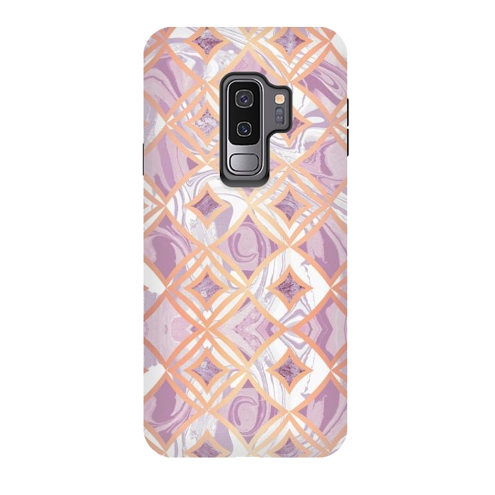 Galaxy S9 plus StrongFit Elegant pink rose gold marble tiles by Oana 