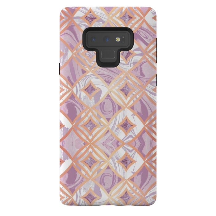 Galaxy Note 9 StrongFit Elegant pink rose gold marble tiles by Oana 