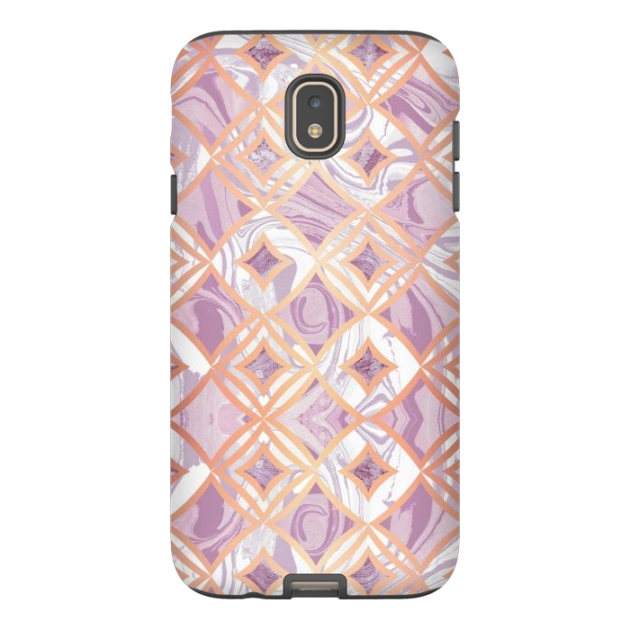 Galaxy J7 StrongFit Elegant pink rose gold marble tiles by Oana 