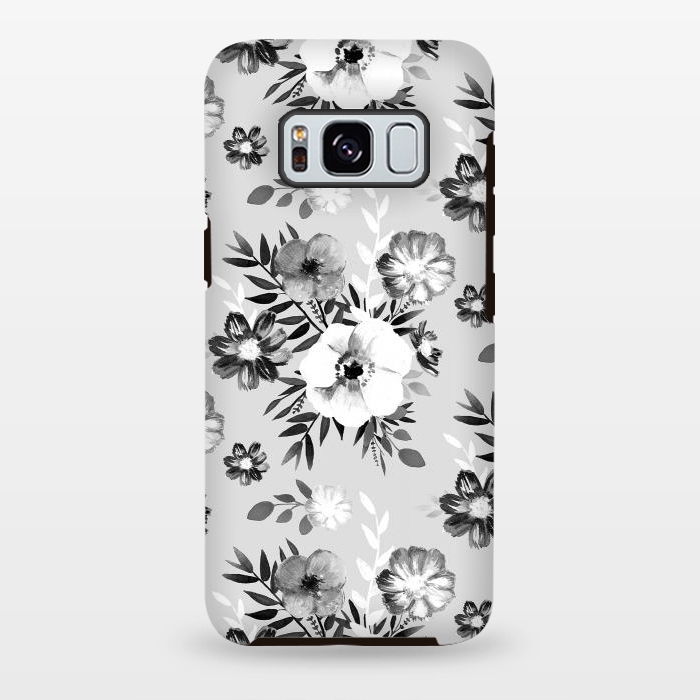 Galaxy S8 plus StrongFit Black and white ink painted flowers by Oana 