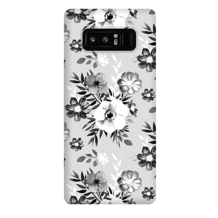 Galaxy Note 8 StrongFit Black and white ink painted flowers by Oana 