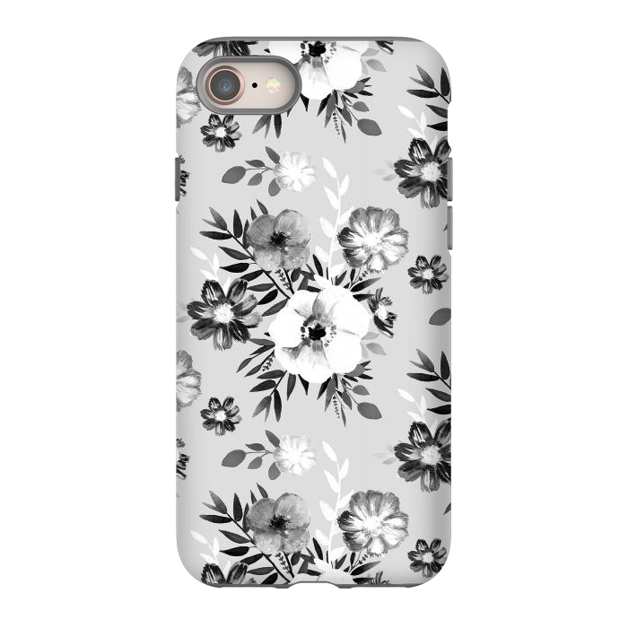 iPhone 8 StrongFit Black and white ink painted flowers by Oana 