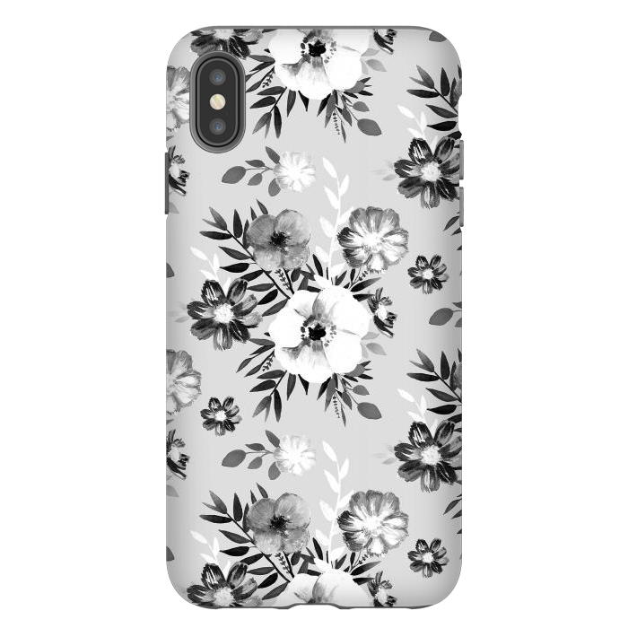 iPhone Xs Max StrongFit Black and white ink painted flowers by Oana 