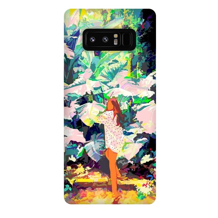 Galaxy Note 8 StrongFit Live Quietly In a Corner Of Nature, Modern Bohemian Woman Jungle Forest Eclectic Painting by Uma Prabhakar Gokhale
