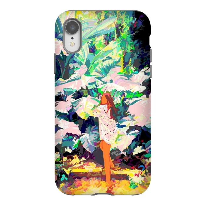 iPhone Xr StrongFit Live Quietly In a Corner Of Nature, Modern Bohemian Woman Jungle Forest Eclectic Painting by Uma Prabhakar Gokhale