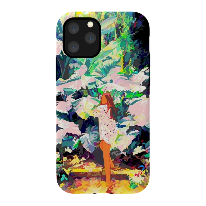 iPhone 11 Pro StrongFit Live Quietly In a Corner Of Nature, Modern Bohemian Woman Jungle Forest Eclectic Painting by Uma Prabhakar Gokhale