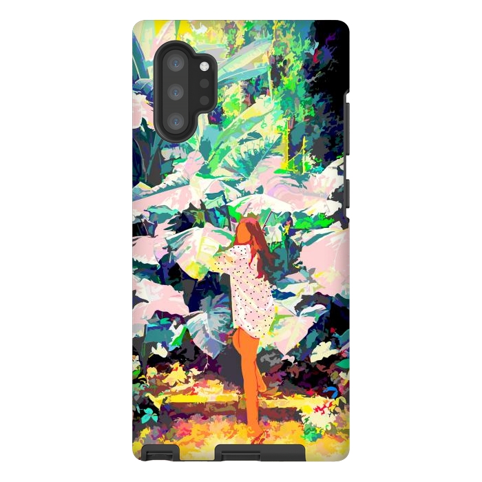 Galaxy Note 10 plus StrongFit Live Quietly In a Corner Of Nature, Modern Bohemian Woman Jungle Forest Eclectic Painting by Uma Prabhakar Gokhale