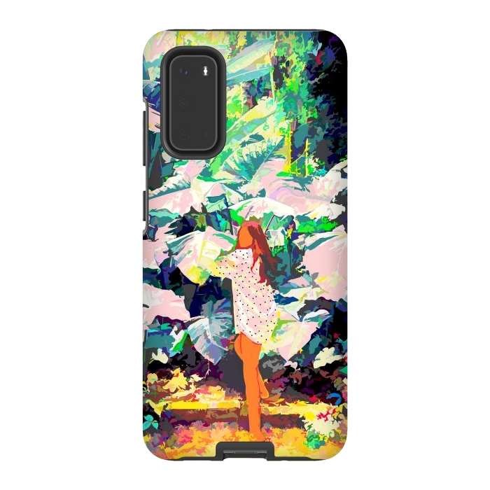 Galaxy S20 StrongFit Live Quietly In a Corner Of Nature, Modern Bohemian Woman Jungle Forest Eclectic Painting by Uma Prabhakar Gokhale