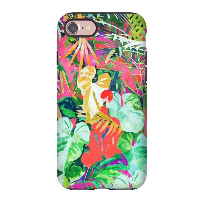 iPhone 7 StrongFit Find Me Where The Tropical Things Are | Jungle Botanical Palm Colorful Painting by Uma Prabhakar Gokhale