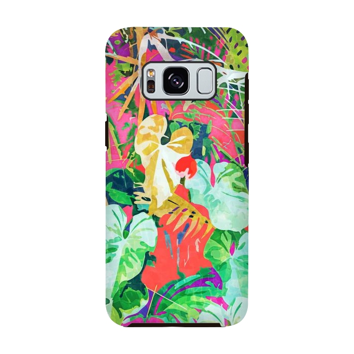 Galaxy S8 StrongFit Find Me Where The Tropical Things Are | Jungle Botanical Palm Colorful Painting by Uma Prabhakar Gokhale