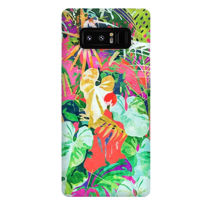 Galaxy Note 8 StrongFit Find Me Where The Tropical Things Are | Jungle Botanical Palm Colorful Painting by Uma Prabhakar Gokhale