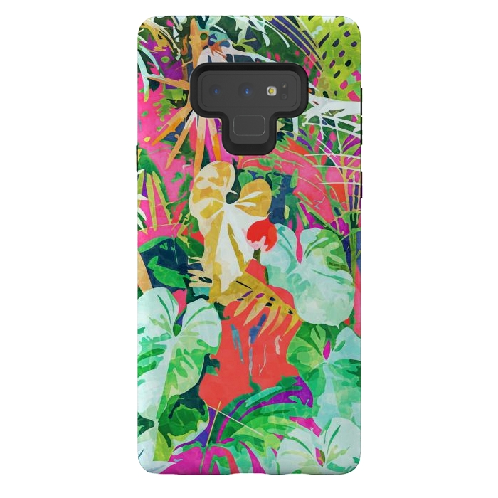 Galaxy Note 9 StrongFit Find Me Where The Tropical Things Are | Jungle Botanical Palm Colorful Painting by Uma Prabhakar Gokhale