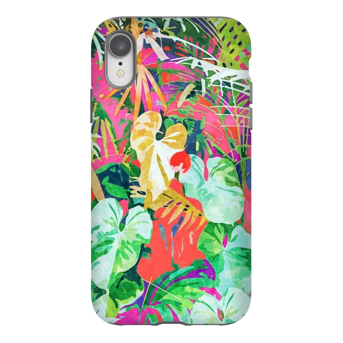 iPhone Xr StrongFit Find Me Where The Tropical Things Are | Jungle Botanical Palm Colorful Painting by Uma Prabhakar Gokhale