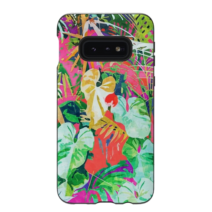 Galaxy S10e StrongFit Find Me Where The Tropical Things Are | Jungle Botanical Palm Colorful Painting by Uma Prabhakar Gokhale