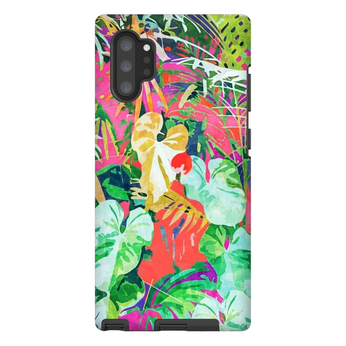 Galaxy Note 10 plus StrongFit Find Me Where The Tropical Things Are | Jungle Botanical Palm Colorful Painting by Uma Prabhakar Gokhale