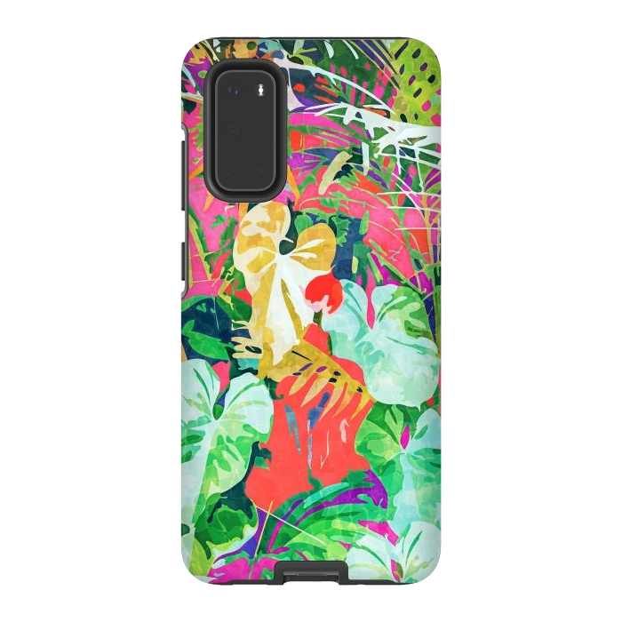 Galaxy S20 StrongFit Find Me Where The Tropical Things Are | Jungle Botanical Palm Colorful Painting by Uma Prabhakar Gokhale