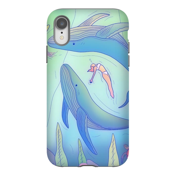 iPhone Xr StrongFit The girl and the whales by Steve Wade (Swade)