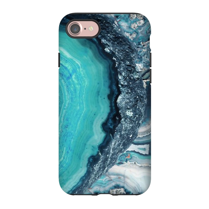 iPhone 7 StrongFit Turquoise silver geode precious stone by Oana 