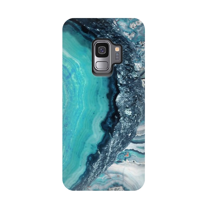 Galaxy S9 StrongFit Turquoise silver geode precious stone by Oana 