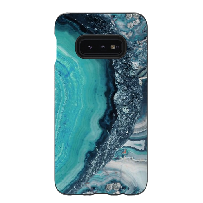Galaxy S10e StrongFit Turquoise silver geode precious stone by Oana 