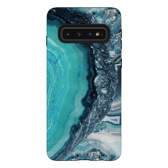 Galaxy S10 StrongFit Turquoise silver geode precious stone by Oana 