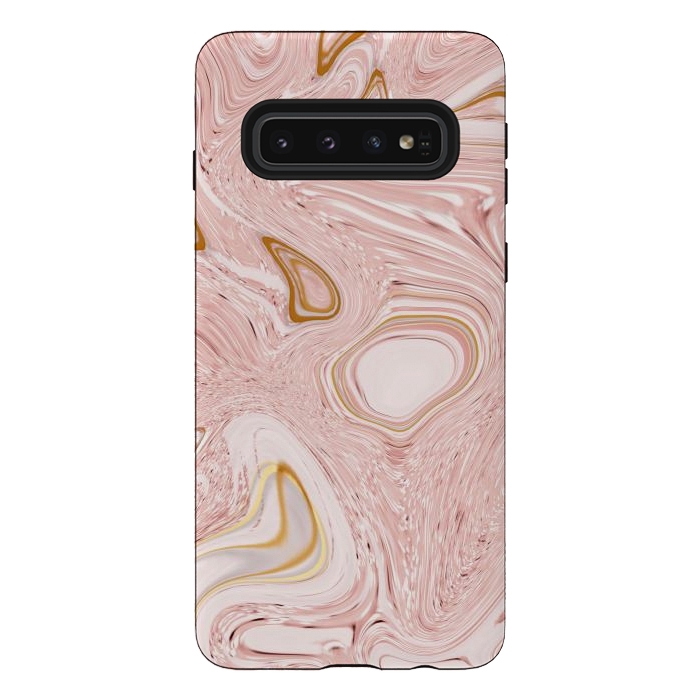 Galaxy S10 StrongFit Golden pink marble by Martina