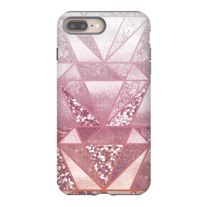iPhone 7 plus StrongFit Pink and rose gold gradient glitter tiles by Oana 