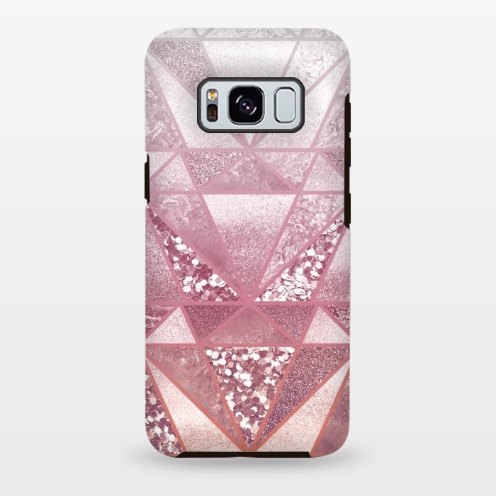 Galaxy S8 plus StrongFit Pink and rose gold gradient glitter tiles by Oana 