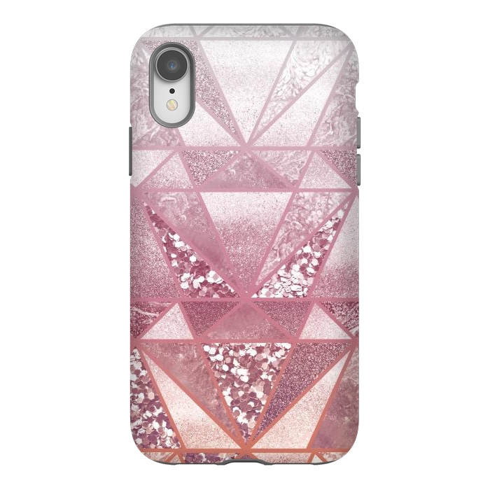 iPhone Xr StrongFit Pink and rose gold gradient glitter tiles by Oana 