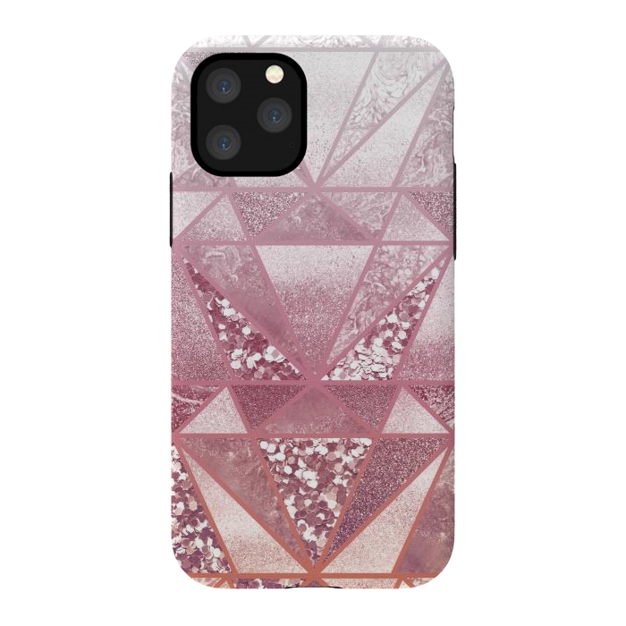 iPhone 11 Pro StrongFit Pink and rose gold gradient glitter tiles by Oana 