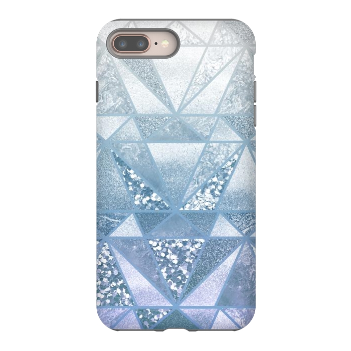 iPhone 7 plus StrongFit Faded blue silver glitter mosaic by Oana 