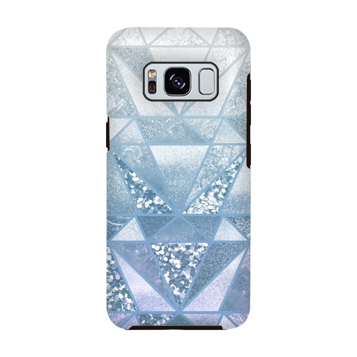 Galaxy S8 StrongFit Faded blue silver glitter mosaic by Oana 