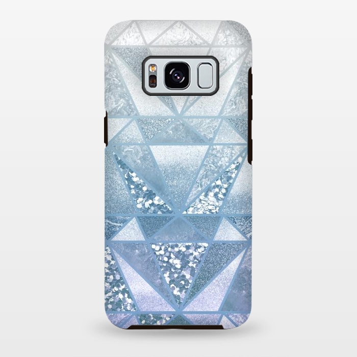 Galaxy S8 plus StrongFit Faded blue silver glitter mosaic by Oana 