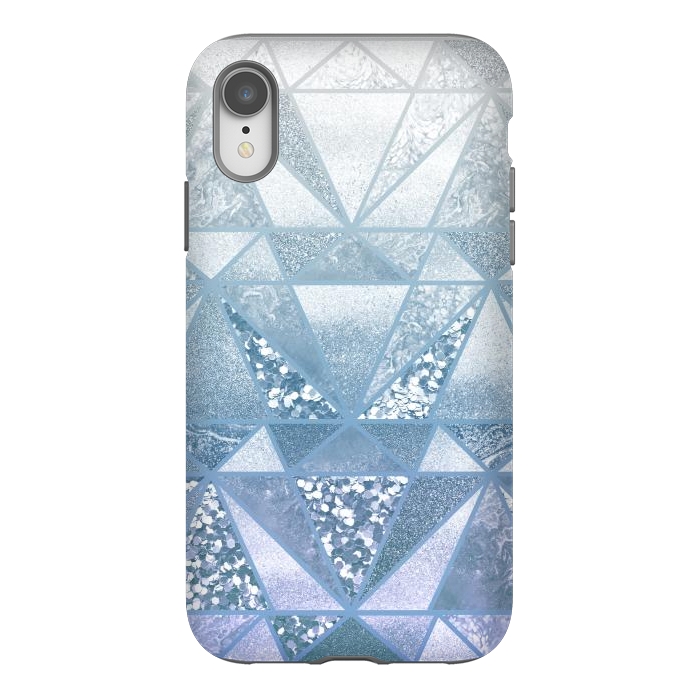 iPhone Xr StrongFit Faded blue silver glitter mosaic by Oana 