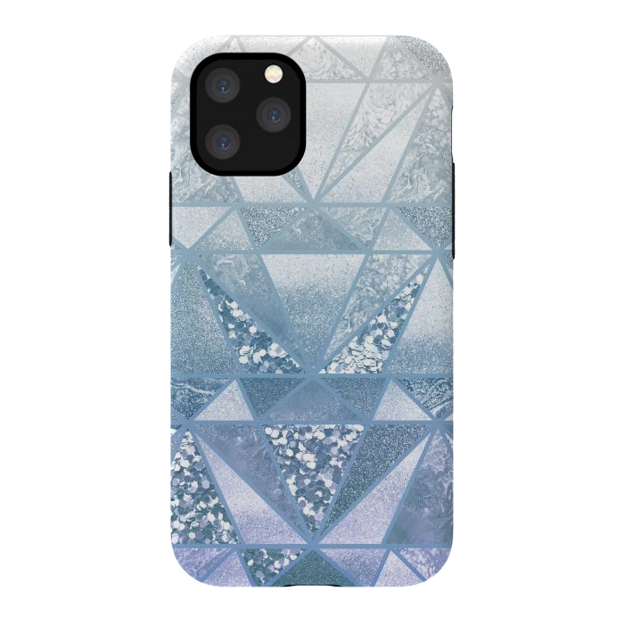 iPhone 11 Pro StrongFit Faded blue silver glitter mosaic by Oana 
