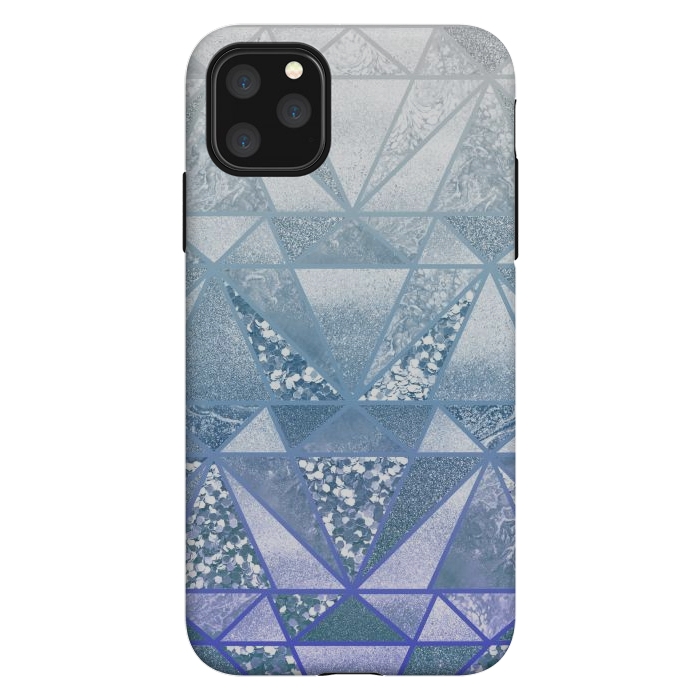 iPhone 11 Pro Max StrongFit Faded blue silver glitter mosaic by Oana 