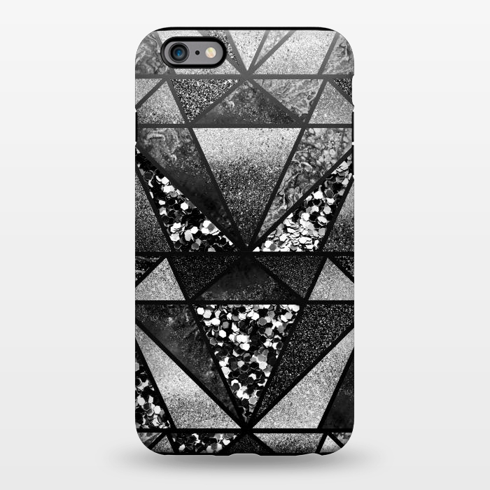 iPhone 6/6s plus StrongFit Black and silver glitter sparkle triangles by Oana 