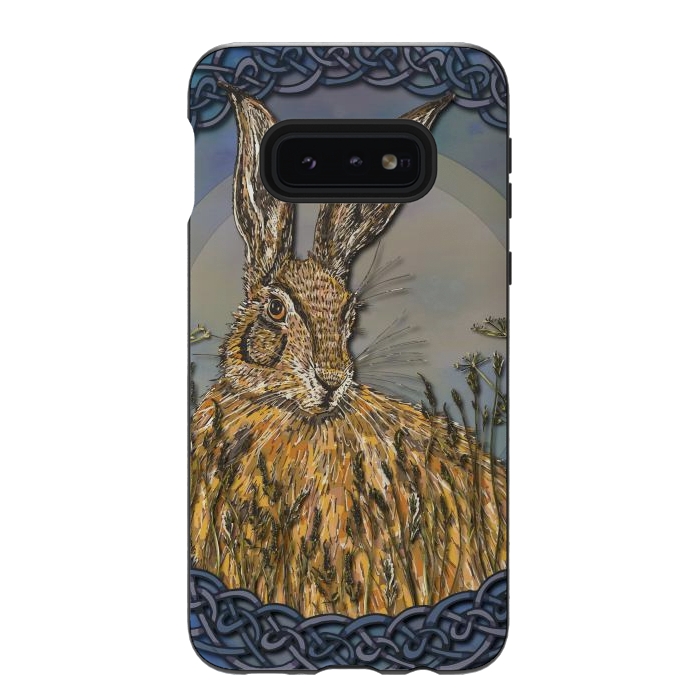 Galaxy S10e StrongFit Celtic Hare by Lotti Brown