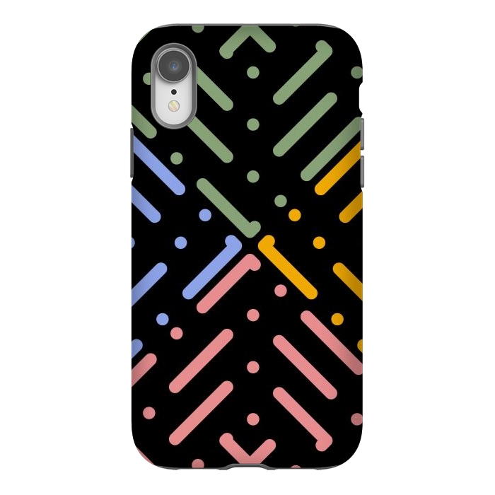 iPhone Xr StrongFit Digital Line and Dots  by TMSarts
