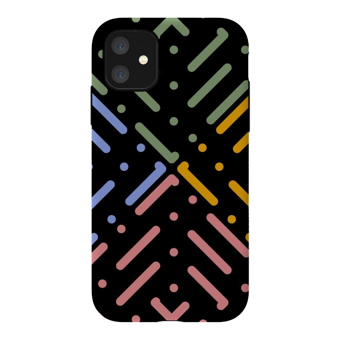 iPhone 11 StrongFit Digital Line and Dots  by TMSarts