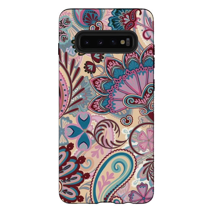 Galaxy S10 plus StrongFit Paisley Flowers Design by ArtsCase