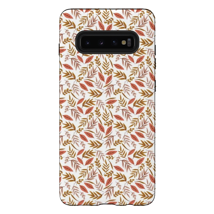 Galaxy S10 plus StrongFit Pink and yellow leaves  by Edith May