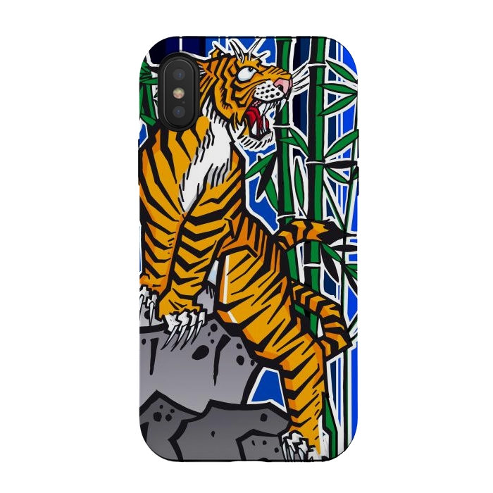 iPhone Xs / X StrongFit Japanese Tiger by Milo "Mr Lucky" Marcer