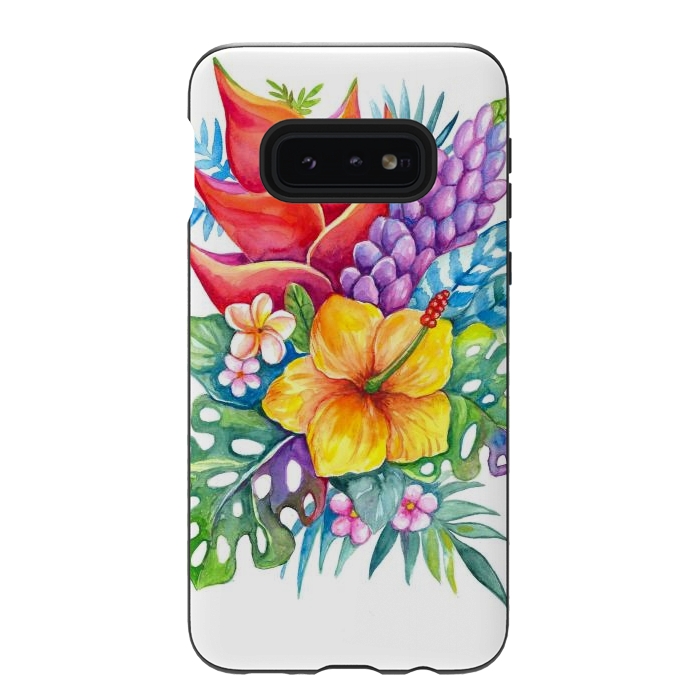 Galaxy S10e StrongFit Tropical Flowers by Irina Velman