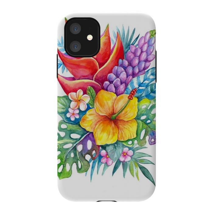 iPhone 11 StrongFit Tropical Flowers by Irina Velman