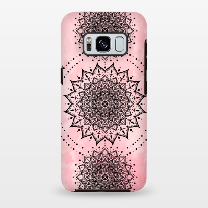 Galaxy S8 plus StrongFit Pink black mandalas by Jms