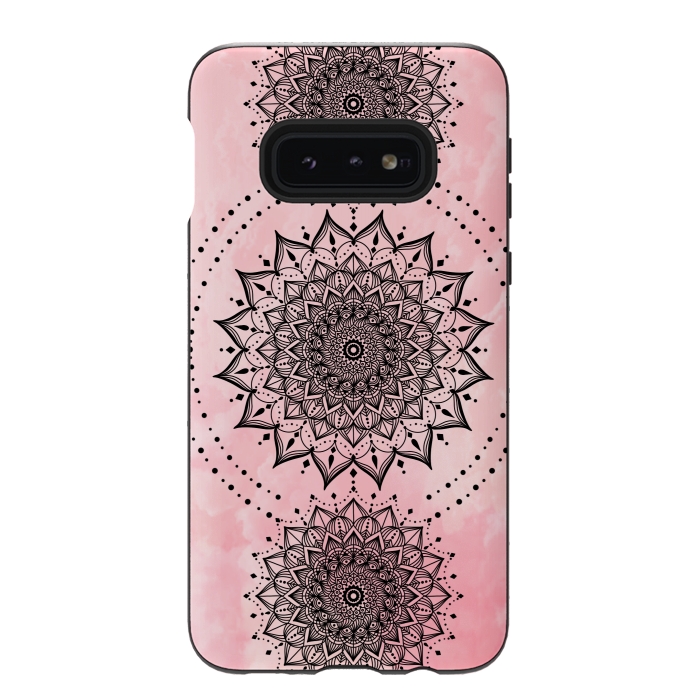Galaxy S10e StrongFit Pink black mandalas by Jms